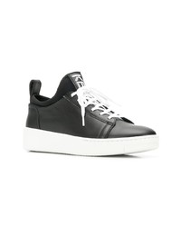 schwarze und weiße Leder niedrige Sneakers von Kenzo