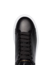 schwarze und weiße Leder niedrige Sneakers von Alexander McQueen