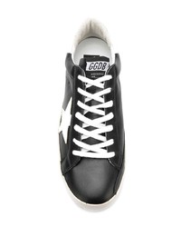 schwarze und weiße Leder niedrige Sneakers von Golden Goose Deluxe Brand