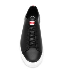 schwarze und weiße Leder niedrige Sneakers von Calvin Klein