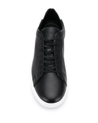 schwarze und weiße Leder niedrige Sneakers von Calvin Klein