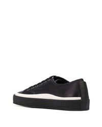 schwarze und weiße Leder niedrige Sneakers von Salvatore Ferragamo