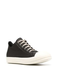 schwarze und weiße Leder niedrige Sneakers von Rick Owens