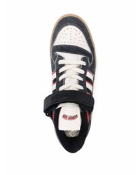 schwarze und weiße Leder niedrige Sneakers von adidas