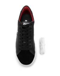 schwarze und weiße Leder niedrige Sneakers von MSGM