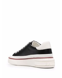 schwarze und weiße Leder niedrige Sneakers von Bally