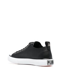 schwarze und weiße Leder niedrige Sneakers von Philipp Plein