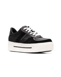 schwarze und weiße Leder niedrige Sneakers von MICHAEL Michael Kors