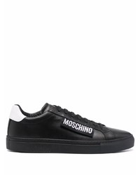 schwarze und weiße Leder niedrige Sneakers von Moschino