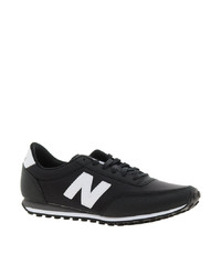 schwarze und weiße Leder niedrige Sneakers von New Balance