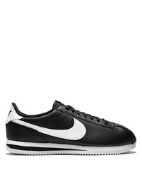 schwarze und weiße Leder niedrige Sneakers von Nike