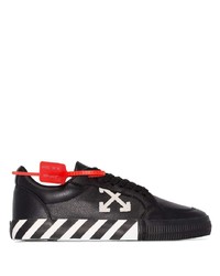 schwarze und weiße Leder niedrige Sneakers von Off-White