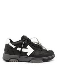 schwarze und weiße Leder niedrige Sneakers von Off-White