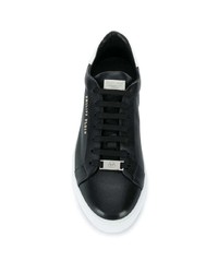 schwarze und weiße Leder niedrige Sneakers von Philipp Plein