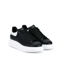 schwarze und weiße Leder niedrige Sneakers von Alexander McQueen