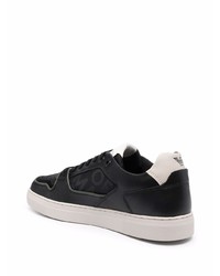 schwarze und weiße Leder niedrige Sneakers von Emporio Armani