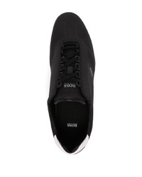 schwarze und weiße Leder niedrige Sneakers von BOSS
