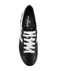 schwarze und weiße Leder niedrige Sneakers von Hogan