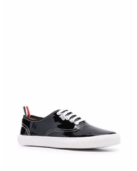 schwarze und weiße Leder niedrige Sneakers von Thom Browne