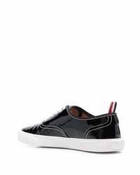 schwarze und weiße Leder niedrige Sneakers von Thom Browne