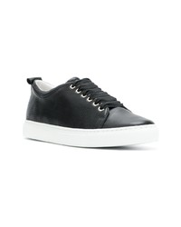 schwarze und weiße Leder niedrige Sneakers von Lanvin