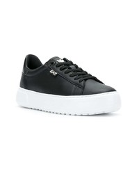 schwarze und weiße Leder niedrige Sneakers von Ea7 Emporio Armani