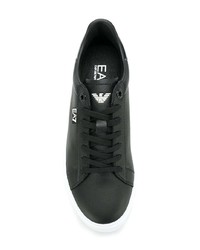schwarze und weiße Leder niedrige Sneakers von Ea7 Emporio Armani