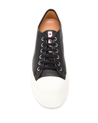 schwarze und weiße Leder niedrige Sneakers von Marni