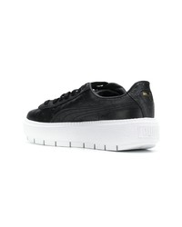 schwarze und weiße Leder niedrige Sneakers von Puma