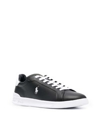 schwarze und weiße Leder niedrige Sneakers von Polo Ralph Lauren