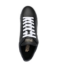 schwarze und weiße Leder niedrige Sneakers von Polo Ralph Lauren