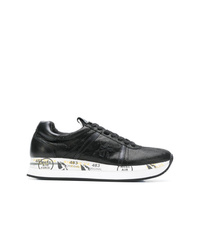 schwarze und weiße Leder niedrige Sneakers von Premiata