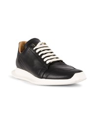 schwarze und weiße Leder niedrige Sneakers von Rick Owens