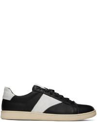 schwarze und weiße Leder niedrige Sneakers von Rhude