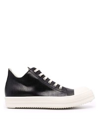 schwarze und weiße Leder niedrige Sneakers von Rick Owens DRKSHDW