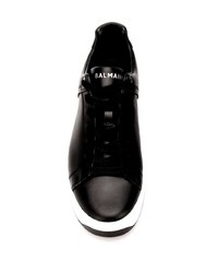 schwarze und weiße Leder niedrige Sneakers von Balmain