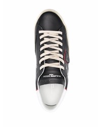 schwarze und weiße Leder niedrige Sneakers von Philippe Model Paris