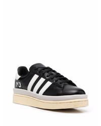 schwarze und weiße Leder niedrige Sneakers von Y-3