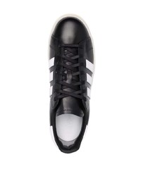 schwarze und weiße Leder niedrige Sneakers von Y-3