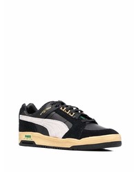 schwarze und weiße Leder niedrige Sneakers von Puma