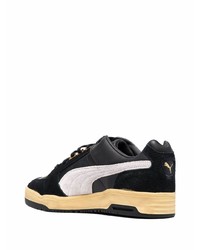 schwarze und weiße Leder niedrige Sneakers von Puma