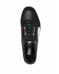 schwarze und weiße Leder niedrige Sneakers von Puma