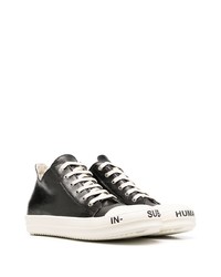 schwarze und weiße Leder niedrige Sneakers von Rick Owens