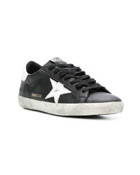 schwarze und weiße Leder niedrige Sneakers von Golden Goose Deluxe Brand