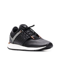 schwarze und weiße Leder niedrige Sneakers von New Balance