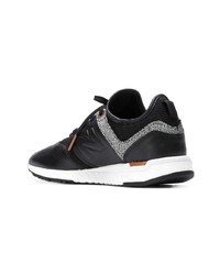 schwarze und weiße Leder niedrige Sneakers von New Balance