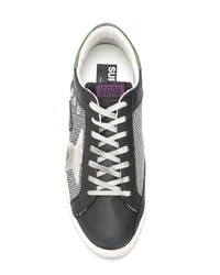 schwarze und weiße Leder niedrige Sneakers von Golden Goose Deluxe Brand