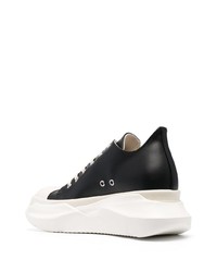 schwarze und weiße Leder niedrige Sneakers von Rick Owens DRKSHDW