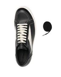 schwarze und weiße Leder niedrige Sneakers von Rick Owens