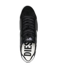 schwarze und weiße Leder niedrige Sneakers von Diesel